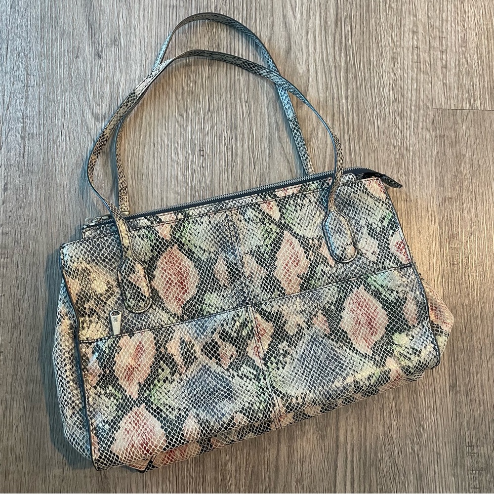 Hobo Friar Multicolor Python Print Leather Satche… - image 2